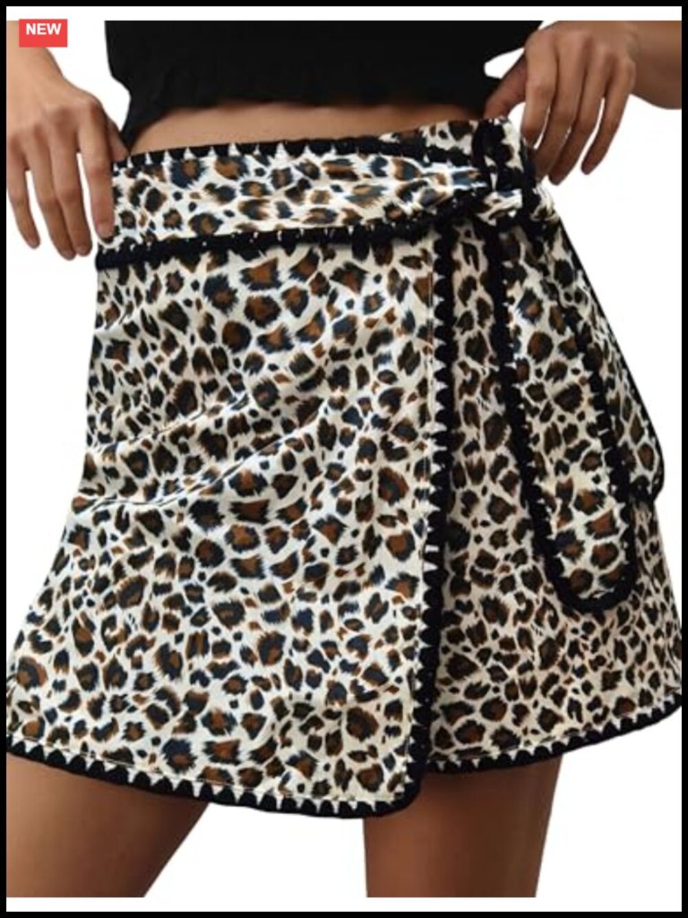 Women's Cotton Wrap Mini Skort with Belt Casual Summer Flowy Printed Skirt